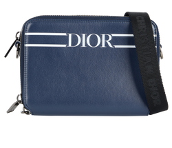 Descente Double Zip Wallet On Strap, Leather, Navy/White, BO1200, DB, 3*